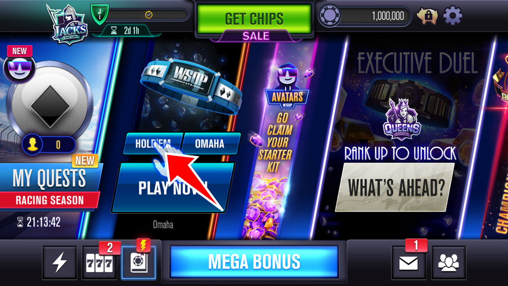 WSOP HOLDEMへ進む画面